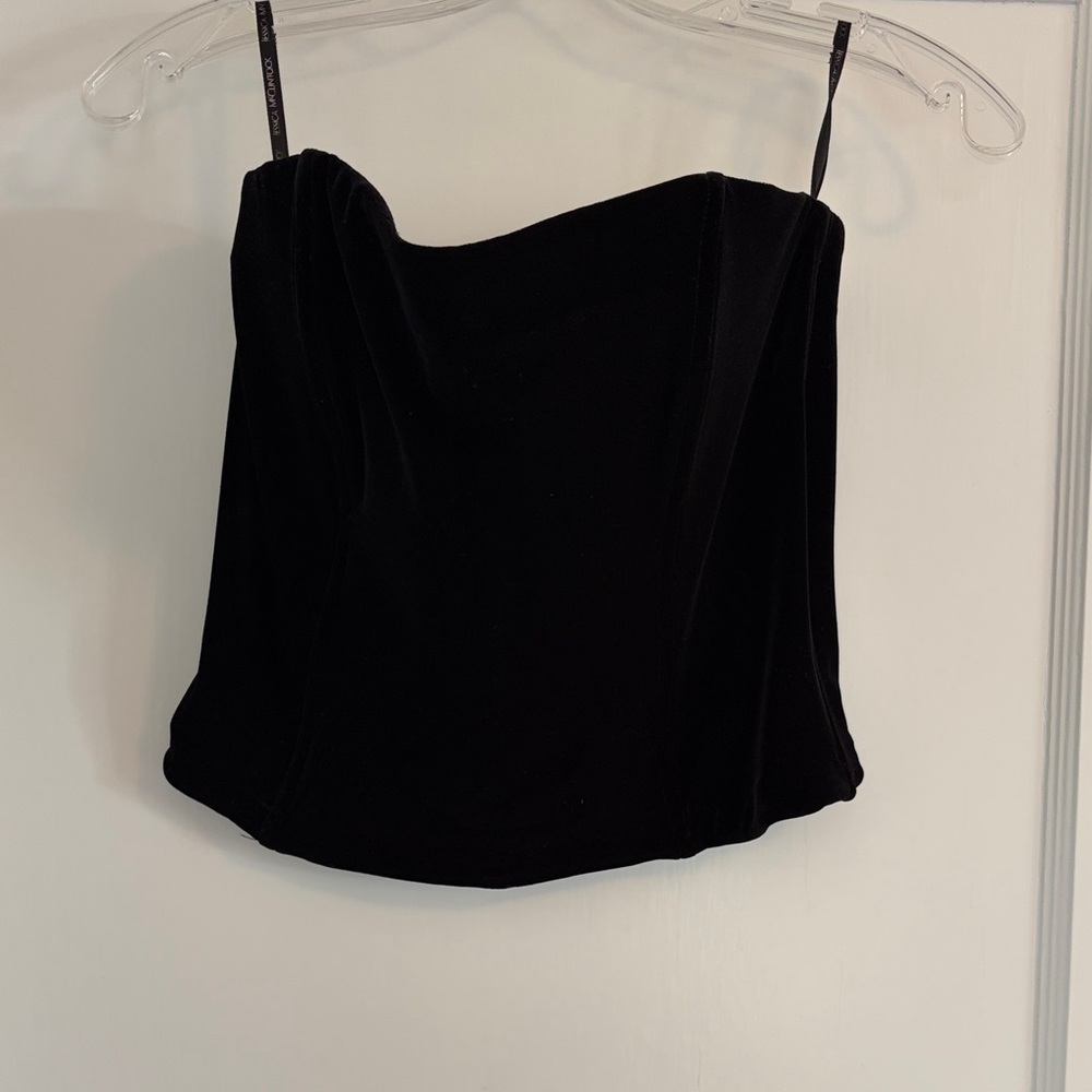 Scott McClintock Black Velvet Strapless Bustier Top Women’s M